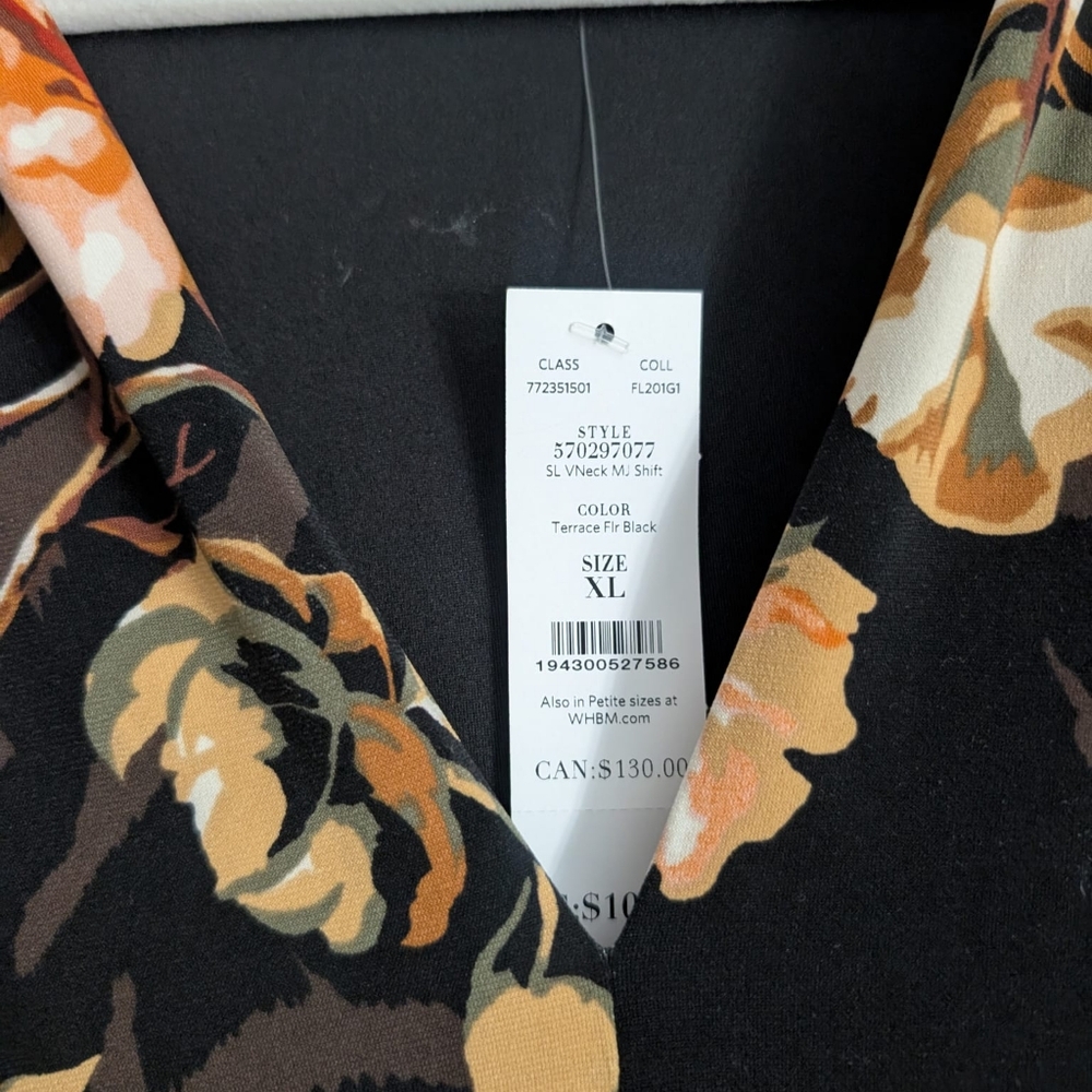 NWT White House Black Market Matte Jersey Shirt Floral Dress Size XL - Picture 5 of 6